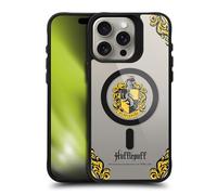 Head Case Designs Licenza Ufficiale Harry Potter Hufflepuff Case Black Shockproof Bumper Case [Military Grade Protection] Compatible with Apple iPhone 15 Pro Max and Compatible with MagSafe
