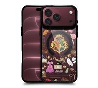 Head Case Designs Licenza Ufficiale Harry Potter Modello Hogwarts Icone Magiche Cover Paraurti Nera Antiurto [Grado Militare] Compatibile con Apple iPhone 18 Pro Max e Compatibile con MagSafe
