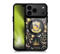 Head Case Designs Licenza Ufficiale Harry Potter Motivo Tassorosso Icone Magiche Cover Paraurti Nera Antiurto [Grado Militare] Compatibile con Apple iPhone 17 Pro Max e Compatibile con MagSafe