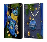 Head Case Designs Licenza Ufficiale Harry Potter Ravenclaw Ornamenti Natalizie Custodia Portafoglio in Pelle Compatibile con Apple iPad PRO 11 M4 2024