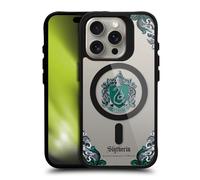 Head Case Designs Licenza Ufficiale Harry Potter Slytherin Case Black Shockproof Bumper Case [Military Grade Protection] Compatible with Apple iPhone 15 Pro and Compatible with MagSafe