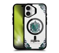 Head Case Designs Licenza Ufficiale Harry Potter Slytherin Case Black Shockproof Bumper Case [Military Grade Protection] Compatible with Apple iPhone 16 and Compatible with MagSafe