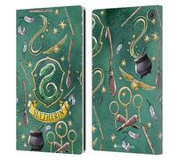 Head Case Designs Licenza Ufficiale Harry Potter Slytherin Modello Deathly Hallows XIII Custodia Portafoglio in Pelle Compatibile con Amazon Fire Max 11 2023