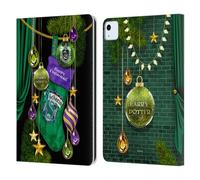 Head Case Designs Licenza Ufficiale Harry Potter Slytherin Ornamenti Natalizie Custodia Portafoglio in Pelle Compatibile con Apple iPad Air 11 2020/2022/2024/2025