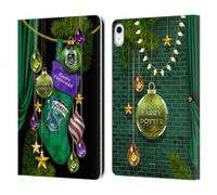 Head Case Designs Licenza Ufficiale Harry Potter Slytherin Ornamenti Natalizie Custodia Portafoglio in Pelle Compatibile con Apple iPad 10.9 2022/2025