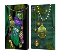 Head Case Designs Licenza Ufficiale Harry Potter Slytherin Ornamenti Natalizie Custodia Portafoglio in Pelle Compatibile con Apple iPad PRO 11 M4 2024