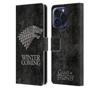 Head Case Designs Licenza Ufficiale HBO Game of Thrones Stark Sigilli Scuri Custodia Portafoglio in Pelle Compatibile con Apple iPhone 16 PRO Max