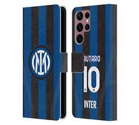 Head Case Designs Licenza Ufficiale Inter Milan Lautaro Martínez 2022/23 Giocatori Home Kit Custodia Portafoglio in Pelle Compatibile con Samsung Galaxy S22 Ultra 5G