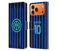 Head Case Designs Licenza Ufficiale Inter Milan Lautaro Martínez 2025/26 Giocatori Home Kit Custodia Portafoglio in Pelle Compatibile con Apple iPhone 17 Pro Max