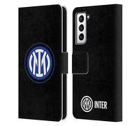Head Case Designs Licenza Ufficiale Inter Milan Logo su Nero Distintivo Custodia Portafoglio in Pelle Compatibile con Samsung Galaxy S21 5G