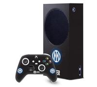 Head Case Designs Licenza Ufficiale Inter Milan Logo Su Nero Distintivo Pacchetto Console Da Gioco Wrap E Pelle Per Controller Compatibile con Xbox Series S Console & Controller Bundle