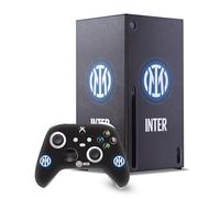 Head Case Designs Licenza Ufficiale Inter Milan Logo Su Nero Distintivo Pacchetto Console Da Gioco Wrap E Pelle Per Controller Compatibile con Xbox Series X