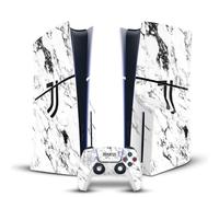 Head Case Designs Licenza Ufficiale Juventus Football Club White Marble Arte Vinile Sticker Gaming Pelle Adesivo Compatibile con Sony PlayStation 5 PS5 Slim Disc Edition Console & DualSense Controller