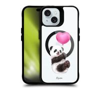 Head Case Designs Licenza Ufficiale Kayomi Harai Palloncino Panda Animali Black Shockproof Bumper Case [Military Grade Protection] Compatible with Apple iPhone 15 and Compatible with MagSafe