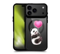 Head Case Designs Licenza Ufficiale Kayomi Harai Palloncino Panda Animali Black Shockproof Bumper Case [Military Grade Protection] Compatible with Apple iPhone 17 Pro Max and Compatible with MagSafe
