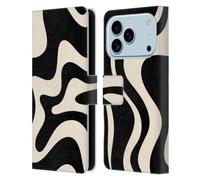 Head Case Designs Licenza Ufficiale Kierkegaard Design Studio Crema Alla Mandorla Nera Swirl Motivi Astratti Retrò Custodia Portafoglio in Pelle Compatibile con Apple iPhone 17 Pro