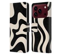 Head Case Designs Licenza Ufficiale Kierkegaard Design Studio Crema Alla Mandorla Nera Swirl Motivi Astratti Retrò Custodia Portafoglio in Pelle Compatibile con Apple iPhone 18 Pro