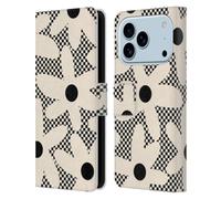 Head Case Designs Licenza Ufficiale Kierkegaard Design Studio Daisy Black Cream Dots Check Motivi Astratti Retrò Custodia Portafoglio in Pelle Compatibile con Apple iPhone 17 Pro