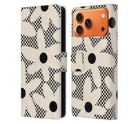 Head Case Designs Licenza Ufficiale Kierkegaard Design Studio Daisy Black Cream Dots Check Motivi Astratti Retrò Custodia Portafoglio in Pelle Compatibile con Apple iPhone 17 Pro Max