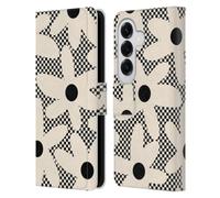 Head Case Designs Licenza Ufficiale Kierkegaard Design Studio Daisy Black Cream Dots Check Motivi Astratti retrò Custodia Portafoglio in Pelle Compatibile con Samsung Galaxy S26