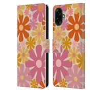 Head Case Designs Licenza Ufficiale Kierkegaard Design Studio Fiori Tuliani Rosa Arancioni Motivi Astratti retrò Custodia Portafoglio in Pelle Compatibile con Samsung Galaxy A07