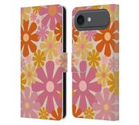 Head Case Designs Licenza Ufficiale Kierkegaard Design Studio Fiori Tuliani Rosa Arancioni Motivi Astratti Retrò Custodia Portafoglio in Pelle Compatibile con Apple iPhone 17 Air