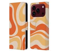 Head Case Designs Licenza Ufficiale Kierkegaard Design Studio Moderno Ricciolo Di Mandarino Arancione Motivi Astratti Retrò Custodia Portafoglio in Pelle Compatibile con Apple iPhone 18 Pro