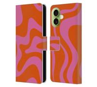 Head Case Designs Licenza Ufficiale Kierkegaard Design Studio Swirl Arancione Rosa Acceso Motivi Astratti Retrò Custodia Portafoglio in Pelle Compatibile con Apple iPhone 17