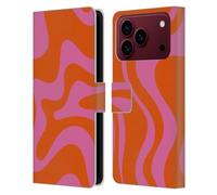 Head Case Designs Licenza Ufficiale Kierkegaard Design Studio Swirl Arancione Rosa Acceso Motivi Astratti Retrò Custodia Portafoglio in Pelle Compatibile con Apple iPhone 18 Pro Max
