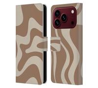 Head Case Designs Licenza Ufficiale Kierkegaard Design Studio Swirl Beige Marrone Latte Motivi Astratti Retrò Custodia Portafoglio in Pelle Compatibile con Apple iPhone 18 Pro