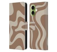 Head Case Designs Licenza Ufficiale Kierkegaard Design Studio Swirl Beige Marrone Latte Motivi Astratti Retrò Custodia Portafoglio in Pelle Compatibile con Apple iPhone 17