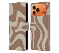 Head Case Designs Licenza Ufficiale Kierkegaard Design Studio Swirl Beige Marrone Latte Motivi Astratti Retrò Custodia Portafoglio in Pelle Compatibile con Apple iPhone 17 Pro Max