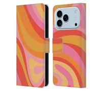 Head Case Designs Licenza Ufficiale Kierkegaard Design Studio Turbinio Rosa, Arancione E Giallo Motivi Astratti Retrò Custodia Portafoglio in Pelle Compatibile con Apple iPhone 17 Pro