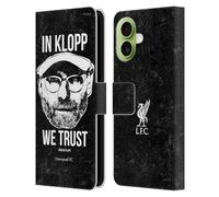 Head Case Designs Licenza Ufficiale Liverpool Football Club Faccia Intera Nera Illustrazioni Jurgen Klopp Custodia Portafoglio in Pelle Compatibile con Apple iPhone 17