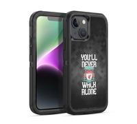 Head Case Designs Licenza Ufficiale Liverpool Football Club Grigio Pixel Semplice Crest Non Camminerai Mai Solo Custodia Antiurto Ultra Blindata compatibile con Apple iPhone 14