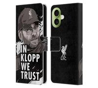 Head Case Designs Licenza Ufficiale Liverpool Football Club Sguardo Nero Illustrazioni Jurgen Klopp Custodia Portafoglio in Pelle Compatibile con Apple iPhone 17