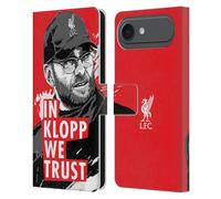 Head Case Designs Licenza Ufficiale Liverpool Football Club Sguardo Rosso Illustrazioni Jurgen Klopp Custodia Portafoglio in Pelle Compatibile con Apple iPhone 17 Air