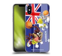 Head Case Designs Licenza Ufficiale Looney Tunes Australia Taz & Bugs Bunny Grafica Della Bandiera 1 Custodia Cover in Morbido Gel Compatibile con Apple iPhone X/iPhone XS