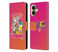Head Case Designs Licenza Ufficiale Looney Tunes Io Amo L'arcobaleno Modelli Custodia Portafoglio in Pelle Compatibile con Apple iPhone 17