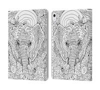 Head Case Designs Licenza Ufficiale Mad Dog Art Gallery Corsa in Elefante Doodle Bianco - Neri Custodia Portafoglio in Pelle Compatibile con Apple iPad Air 13 2024/2025