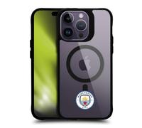 Head Case Designs Licenza Ufficiale Manchester City FC Crest Minimalist Logo Icon Black Shockproof Bumper Case [Military Grade] Compatible with Apple iPhone 14 Pro Max and Compatible with MagSafe