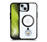 Head Case Designs Licenza Ufficiale Manchester City FC Crest Minimalist Logo Icon Black Shockproof Bumper Case [Military Grade] Compatible with Apple iPhone 15 Plus and Compatible with MagSafe