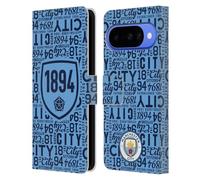 Head Case Designs Licenza Ufficiale Manchester City Man City FC 1894 Sky Blue Pattern Custodia Portafoglio in Pelle Compatibile con Google Pixel 10