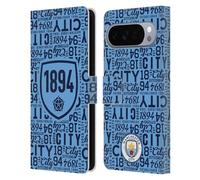 Head Case Designs Licenza Ufficiale Manchester City Man City FC 1894 Sky Blue Pattern Custodia Portafoglio in Pelle Compatibile con Google Pixel 10 Pro XL