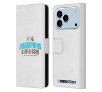 Head Case Designs Licenza Ufficiale Manchester City Man City FC 4 in Una Fila Chiaro Campioni della Premier League 2024 Custodia Portafoglio in Pelle Compatibile con Apple iPhone 17 PRO