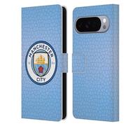Head Case Designs Licenza Ufficiale Manchester City Man City FC Blu mattonella mosaico colore Badge Pixel Custodia Portafoglio in Pelle Compatibile con Google Pixel 10 Pro XL