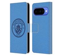 Head Case Designs Licenza Ufficiale Manchester City Man City FC Blu mattonella ossidiana mono Badge Pixel Custodia Portafoglio in Pelle Compatibile con Google Pixel 10