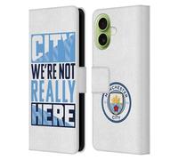 Head Case Designs Licenza Ufficiale Manchester City Man City FC City We're Not Really Here Grafici Custodia Portafoglio in Pelle Compatibile con Apple iPhone 17