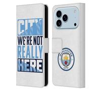Head Case Designs Licenza Ufficiale Manchester City Man City FC City We're Not Really Here Grafici Custodia Portafoglio in Pelle Compatibile con Apple iPhone 17 PRO