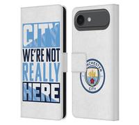 Head Case Designs Licenza Ufficiale Manchester City Man City FC City We're Not Really Here Grafici Custodia Portafoglio in Pelle Compatibile con Apple iPhone 17 Air
